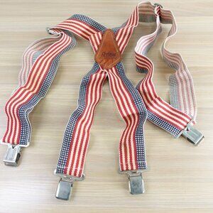 VTG American Flag Suspender X Back USA Heavy Duty‎ Stretch Action Work Products